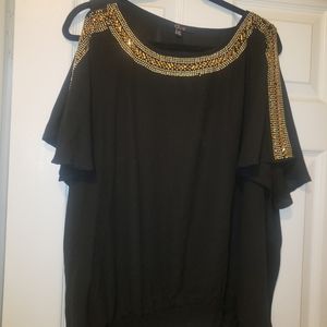 Black peek-a-boo blouse